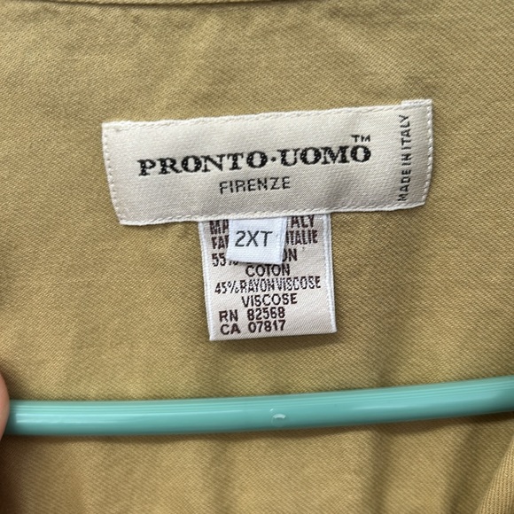 Pronto Uomo Men Dress Shirt Cotton Rayon Blend Tan Gold Color Plus Size 2XT - Picture 4 of 7